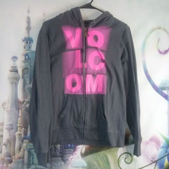 🌺- Volcom gray and pink hoodie - Picture 1 of 5